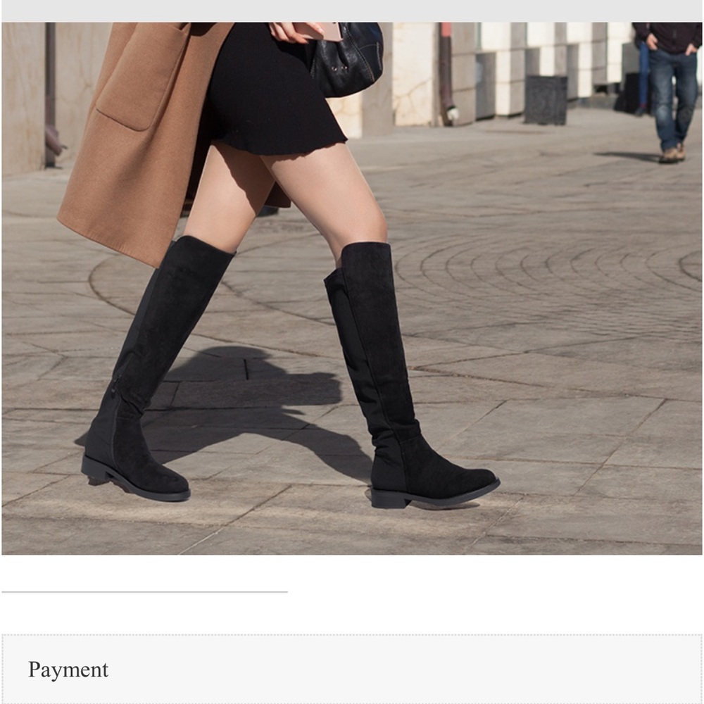 Black Suede Over the Knee Women's Boots. Sz 10. Pull On. NEW.